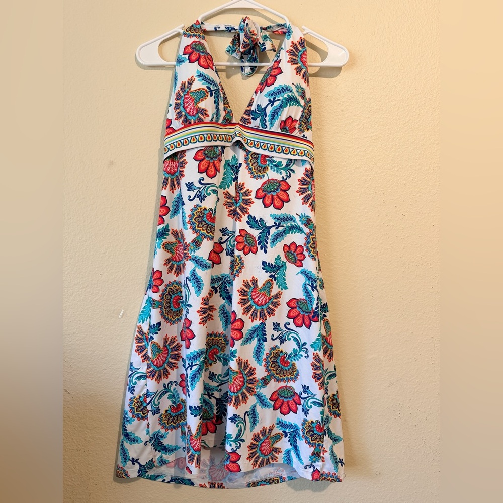 Tommy Bahama Halter Dress Size Large Boho Floral Tropical Resort Summer Vibes - Picture 1 of 4